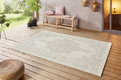 Flycarpets Laagpolig Vintage vloerkleed - Tilos - Binnen en buitenkleed - Beige 80x150 cm