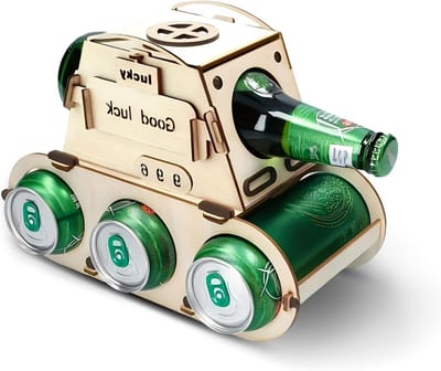Houten Bierhouder, Bierdrager met Grappig Design voor Mannen, Doe-Het-Zelf Bierflessenhouder voor Feestjes en Verjaardagscadeau