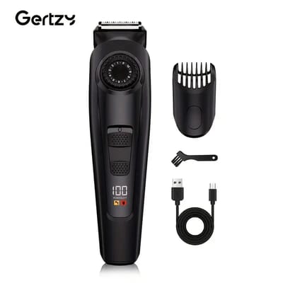 Gertzy Clipper - Digitale Tondeuse - Ingebouwde 20standen 0,5mm tot 10mm - Usb Oplaadbare Scheerapparaat voor Gezichtshaar, Hoofdhaar en Lichaamshaar - Perfecte Lichaamshaar Verzorging - Digitale Batterij Indicator - Unisex - Kleur: Zwart