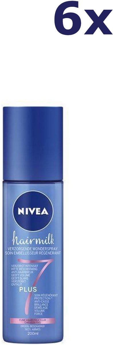 6x Nivea Hairmilk Verzorgende Wonderspray Fijne Haar 200ML
