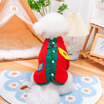 Herfst en Winter Huisdier Kleurblokkerende Jas Puppy Kat Open Rug Lamsvel Twee-Poten Jas Teddybeer Kleine Hond Parka's Puppy Kleding XXL
