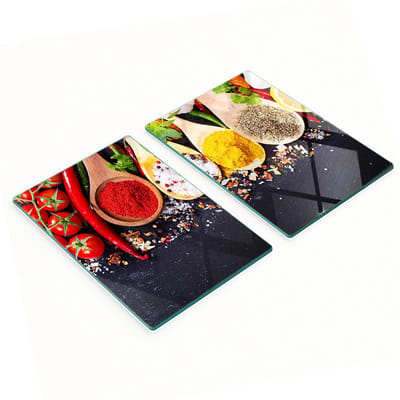 Set van twee glazen keukenplanken voor kruidenmixen, 2x40x52 cm