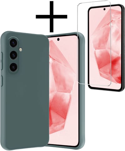Hoesje - Met Screenprotector - Geschikt voor Samsung Galaxy A36 - Sterk & Shockproof - Back Cover - Siliconen Case - Telefoon Hoes - Donkergroen