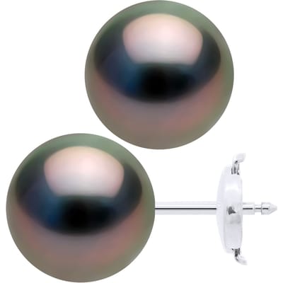 Oorbellen - Wit Goud 375 - Echte Cultuur Tahiti Parel Ronde 10-11 mm