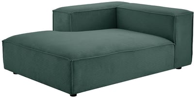 Vente-unique Chaise longue met linkerarmleuning in groen ribfluweel RUZOLO