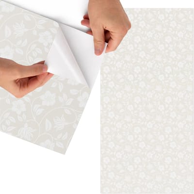 Tulup Meubelfolie - Bloemenpatroon Wrapfolie Keuken - 75x150 cm - Beige Meubelfolie - Decoratiefolie - Minimalist Meubelfolie - Meubel Wrap Folie - Woonkamer decoratie - Bloemen en planten