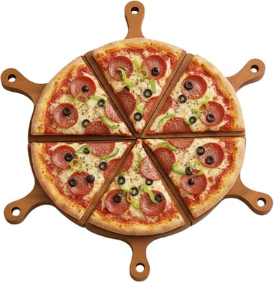 Lomera Luxe Pizza Serveerplankjes - Acacia Hout - Pizza Snijplank - Pizzabord Set - 6 Stuks - Houten Pizzabord - Pizza Serveren - Duurzaam Materiaal - Stijlvolle Presentatie - Pizzaplank