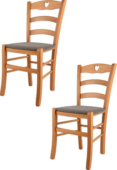 Tommychairs Cuore - Eetkamerstoelen - Set van 2 - Kersenhout - Stof