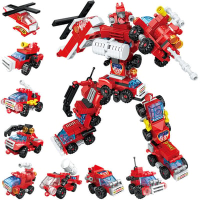 Ultiluxe® Bouwset Robot - 8 stuks - Bouwpakket voor Kinderen - Constructie speelgoed set - Voertuigen voor Jongens - Rood