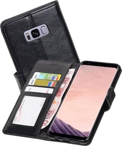 Hoesje Geschikt voor Samsung Galaxy S8 Plus - Portemonnee Hoesje Booktype Wallet Case Zwart