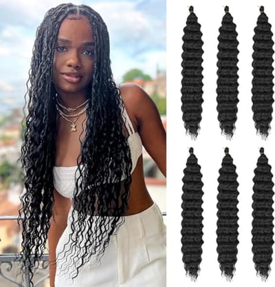 Gevlochten Haar voor Zwarte Vrouwen - Deep Wave Crochet Haar - Synthetische Haarextensies voor Boho Vlechten