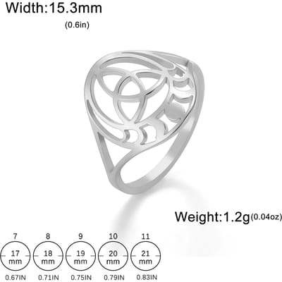 LIKGREAT Heksenknoop Ring Zon Maan Holle Ringen voor Vrouwen Mannen Hekserij Keltische Knopen Geluks Bescherming Amulet Cadeaus 8