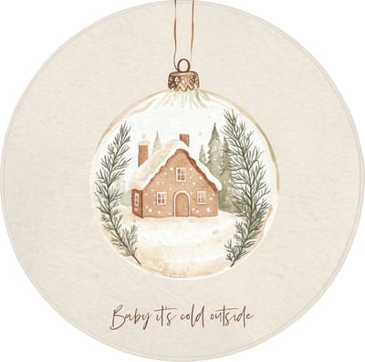 Badmat rond 70x70 cm - Antislip - Quote - Winter - Kerst - Beige - Kerstbal - Badmatten voor badkamer - Badkamermat - Douchemat - Ronde badkamer mat