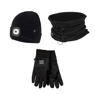 Heatkeeper -Thermo set unisex - Muts/Nekwarmer/Handschoenen - Zwart - S/M - Thermokleding