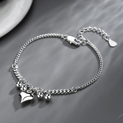 925 Sterling Zilver Kwastje Hart Rond Kralen Bedel Armband & Armband Voor Vrouwen Meisjes Feest Nieuwe Sieraden Sl338 gray