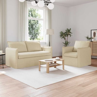 vidaXL Bankstel 2 pcs Crèmekleurig 156 x 82 x 85 cm Stof