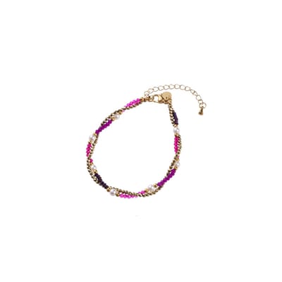 Day&Eve by Go Dutch Label Armband (Sieraad) Dubbel Twisted Parels Kralen Fuchsia