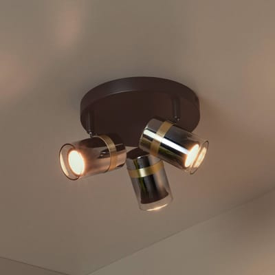 Lucide Plafondspot Upton, Ø 31 cm, zwart/rookgrijs, 3-lamps.