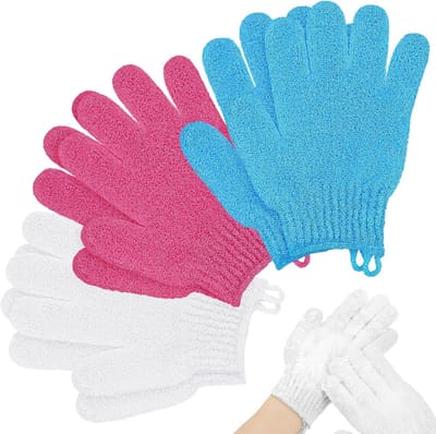 SnelShoppen - Pack van 6 Exfoliërende Handschoenen, Bad- en Lichaams Exfoliator Mitts voor Dames en Heren, Douche Lichaams Scrub Handschoenen, Spa, Ma