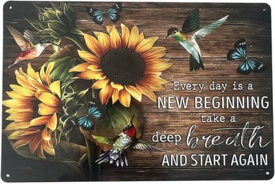 Wandbord – new beginning - familie - Retro - Wanddecoratie – Reclame bord – Restaurant – Kroeg - Bar – Cafe - Horeca – Metal Sign – 20x30cm