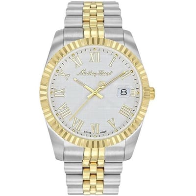 Mathey-Tissot Mathy III Romeins Tweekleurig Roestvrij Staal Witte Wijzerplaat Quartz H810BBR Herenhorloge wit