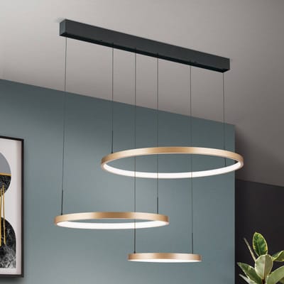 ORION LED hanglamp Sphere, 3-lamps, zwart/goud
