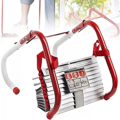 Draagbare brandladder - Noodtrapladder Evacuatie - Snelle Ontsnapping - Vlamvertragend Aluminium - 7.5 Meter - Zilver