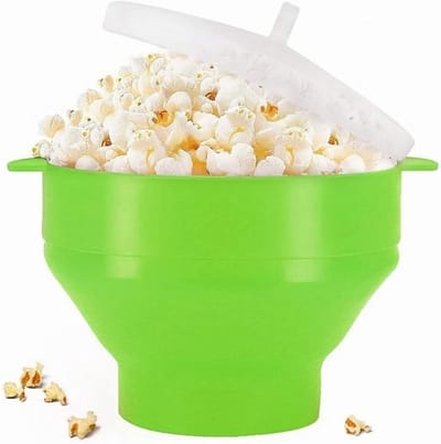 Popcorn Kom - Magnetron Popper - Snacks Maken - Opvouwbaar Ontwerp - 24cm Breed - Groen