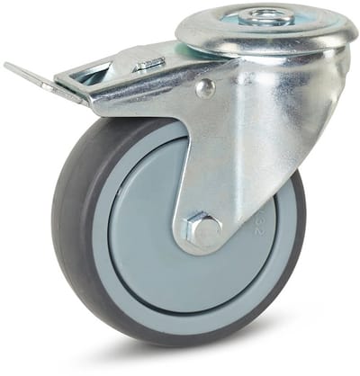 Apparaten zwenkwiel geremd met centraal gat - 100mm - 110kg