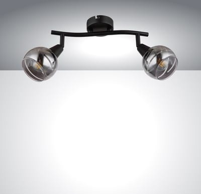 Trango 2- vlam Plafondlamp 1010-25SD zwart optiek draaibaar *WOW* incl. 2x 3-staps dimbare LED lamp 3000K warm wit Plafondlamp met design rokerige glazen kappen Woonkamer plafondspot