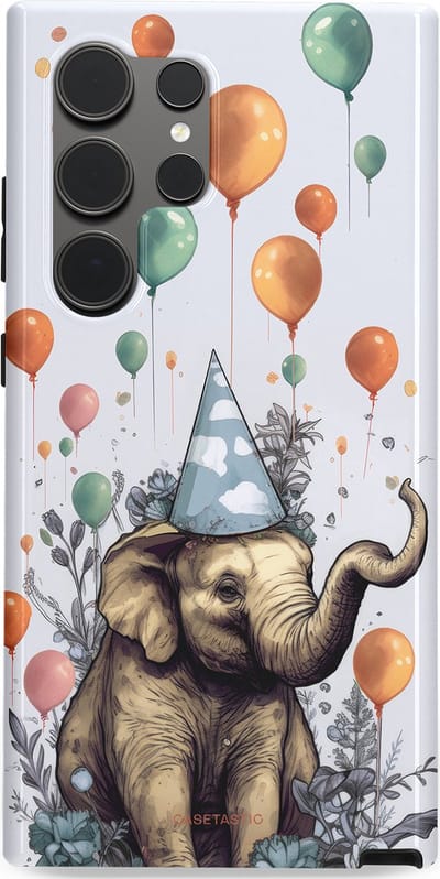 Casetastic Hoesje Geschikt voor Samsung S24 Ultra - Stijlvolle Beschermende Duo-layer Case - Olifant Verjaardag