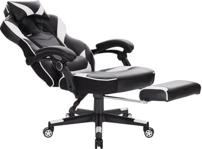 Bolt Edge Gaming Stoel - Wit - Kunstleer - Verstelbaar - Met voetsteun - Ergonomisch