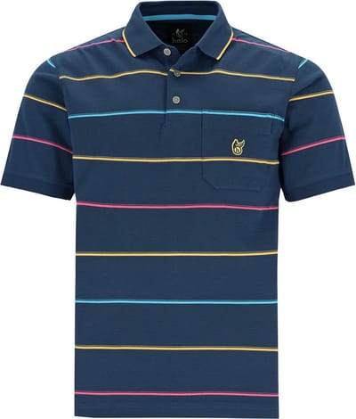 Hajo - Poloshirt Premium - heren- donkerblauw gestreept - maat M