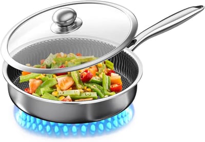 Koekenpan - Koekenpan met deksel - Koken op inductie - Antiaanbaklaag - 26 28 30 cm - Veelkleurig