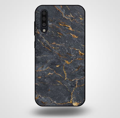 Smartphonica Telefoonhoesje voor Samsung Galaxy A70s met marmer opdruk - TPU backcover case marble design - Goud Grijs geschikt voor Samsung Galaxy A70s