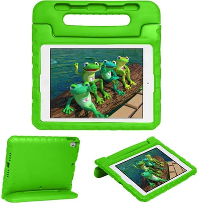 Geschikt Voor iPad 9/8/7 Hoes Kinderen - 9e/8e/7e Generatie - 2021/2020/2019 Hoes Kind - Solidenz Kidsproof Backcover - Hoesje - Kinderhoes - Met Standaard - Met Pencil Houder - Kids Case - Groen