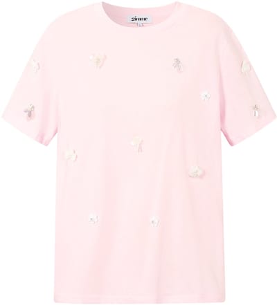 Sparkle Statement Tee – T-shirt met Pailletten – Feestelijke Top voor een Schitterende Look - Roze - Maat L