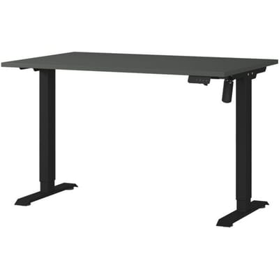 Bureau Monaco, elektrisch in hoogte verstelbaar, rechthoekig, T-voet, bedieningspaneel met geheugen, B 1200 x D 800 x H 720-1190 mm, grafiet/zwart
