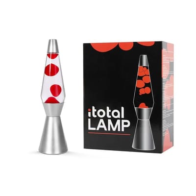 i-Total Lavalamp - Lava Lamp - Sfeerlamp - 40x11 cm - Glas/Aluminium - 30W - Transparant met rode Lava - Zilvergrijs - XL1783