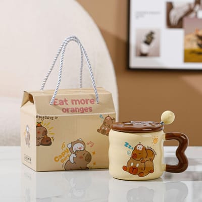 Capibara Mok Internet Beroemdheid Capibara Kop Schattige Cartoon Keramische Waterbeker Melk Fufu Koffiekop Souvenir 380ml