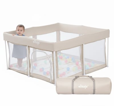 Elissio® - Grondbox Baby - Inklapbare Speelbox - Kruipbox - Kinderbox - Playpen Baby - 125x125x65 CM - Beige