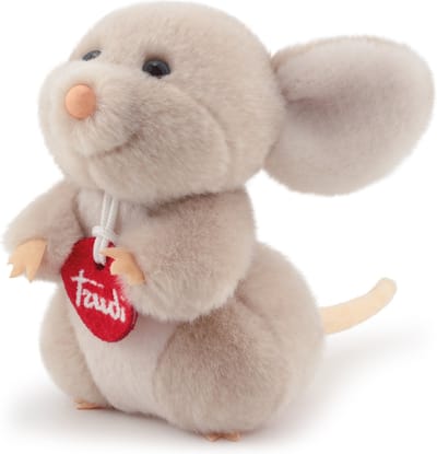 Trudi - Trudino Knuffel Muis 14 cm - Handgemaakt in Italie - Zacht pluche - Knuffeldier voor jongens en meisjes - Roze Grijs - 13x14x14 cm maat XS