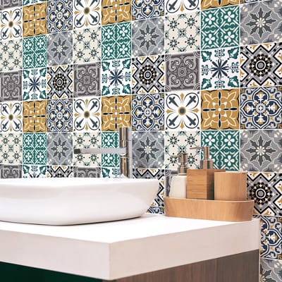 Muurstickers - Zelfklevende tegelmuurstickers voor keuken en badkamer - 9 SYNENO TEGELSTICKERS - 9 stickers 20x20cm