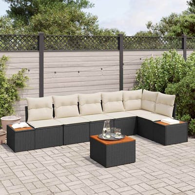 vidaXL - Tuinbank - Set - 6 - st - 6-Aantal - zitplaatsen - Zwart - en - Crème