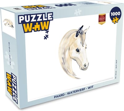 Puzzel Paard - Waterverf - Wit - Meisjes - Kinderen - Meiden - Legpuzzel - Puzzel 1000 stukjes volwassenen