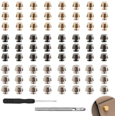 Dailygoods- Bodemnagels 72 Stuks - Klinknagels voor Leer - Platte Kop - Anti-corrosie - Met Schroevendraaier - Voor Doe-het-zelf Handwerk