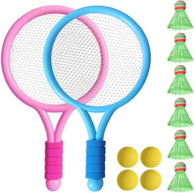 Kindersportset Badminton en Tennisrackets met Ballen voor Binnen en Buiten