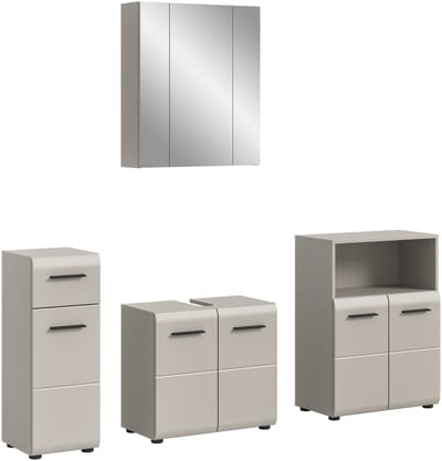Badcombinatie Kasjmier 180 cm - Moderne Spiegelkast en Hoge Kast - Eenvoudige Montage