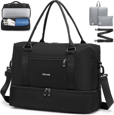 30L Reis- en Sporttas voor Vrouwen - Waterdichte Weekendtas, Lichtgewicht Duffle en Handbagage met Schoencompartiment - Ideaal voor Fitness en Reizen 45x36x20cm