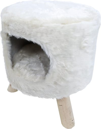 Poef rond pluche met gat Ø 42x50 cm, wit.